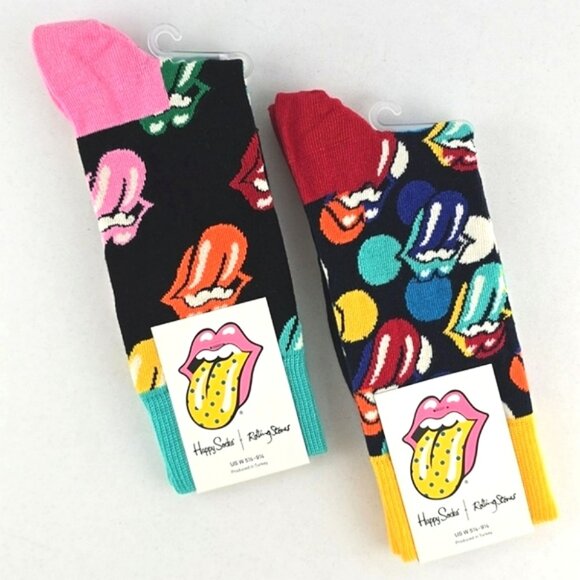 Happy Socks x Rolling Stones Women's Socks Multi Color Combed Cotton Sz 5.5-9.5 - Picture 2 of 7